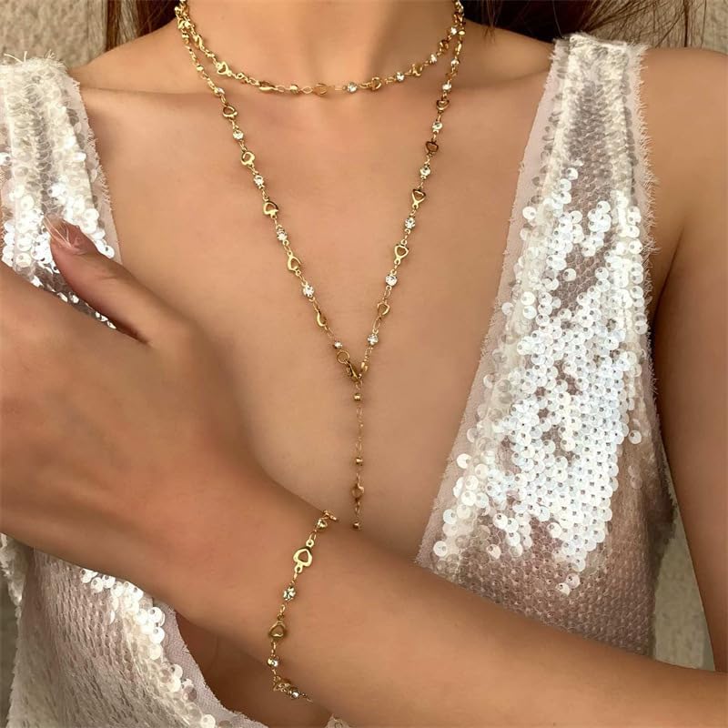 KURTCB Rhinestone Necklace for Women Boho Long Y Lariat Necklace Colorful Summer Beach Jewelry - Image 5